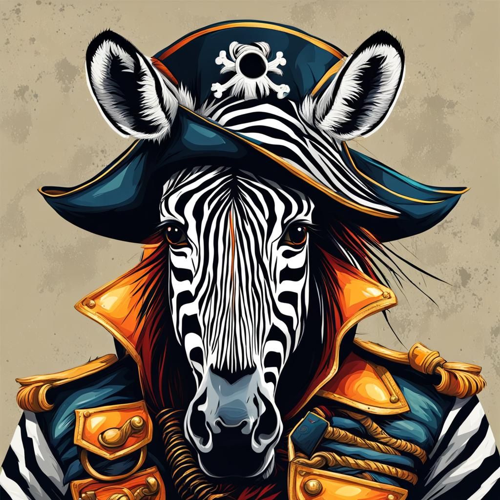 Zebra Pirate Costume for Halloween, Abstract Art