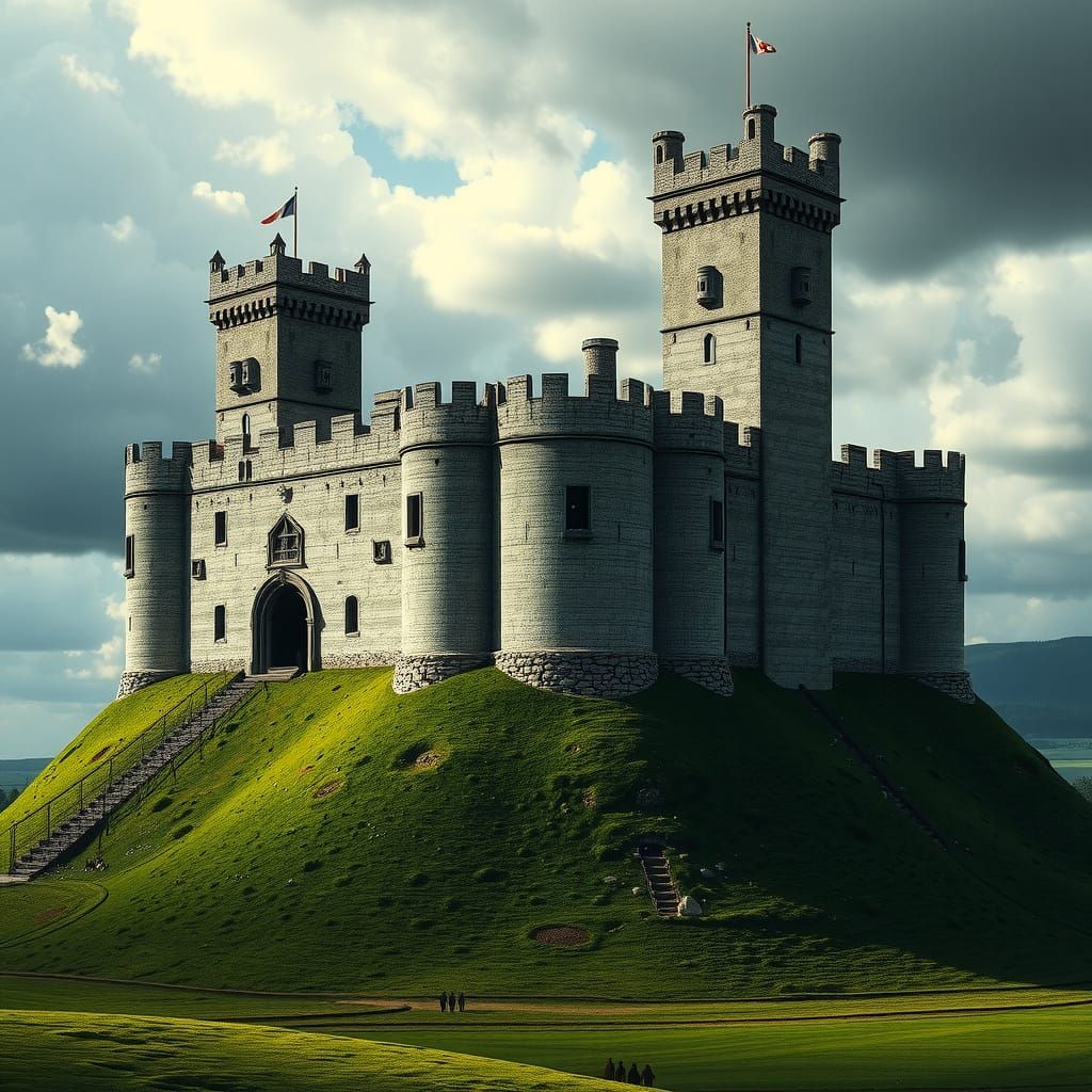 Egg-Shaped Castle in Arthurian Landscape: Digital Matte Pain...