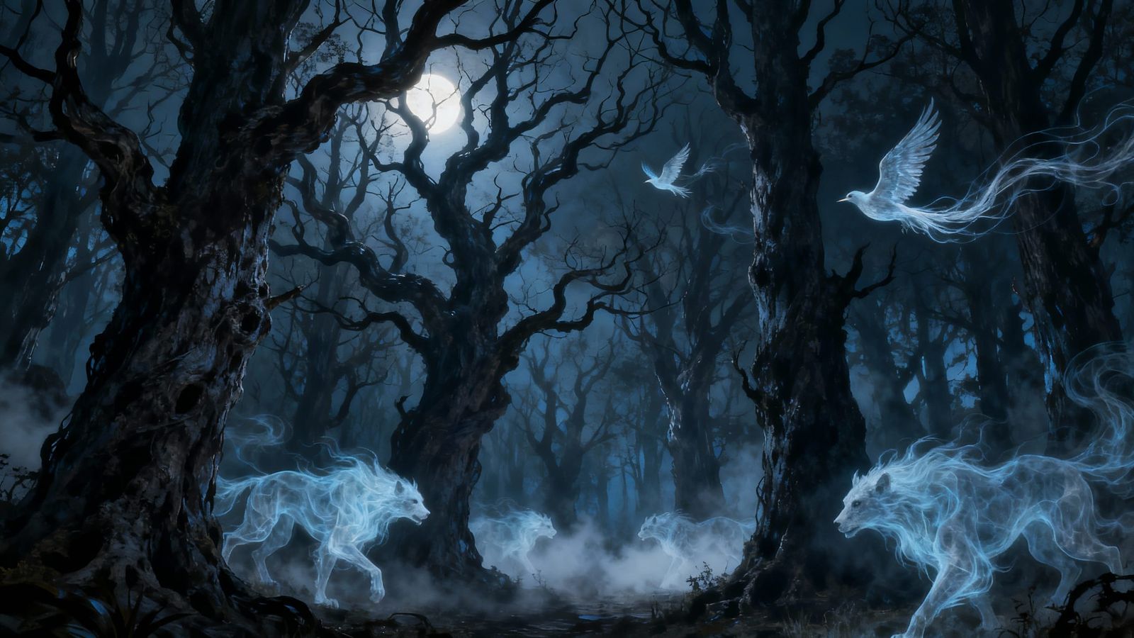 Ghostly Night in a Haunted Forest
