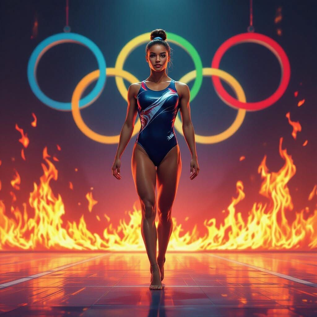 Gymnast's Olympic Dream: A Syd Mead Inspired Vision