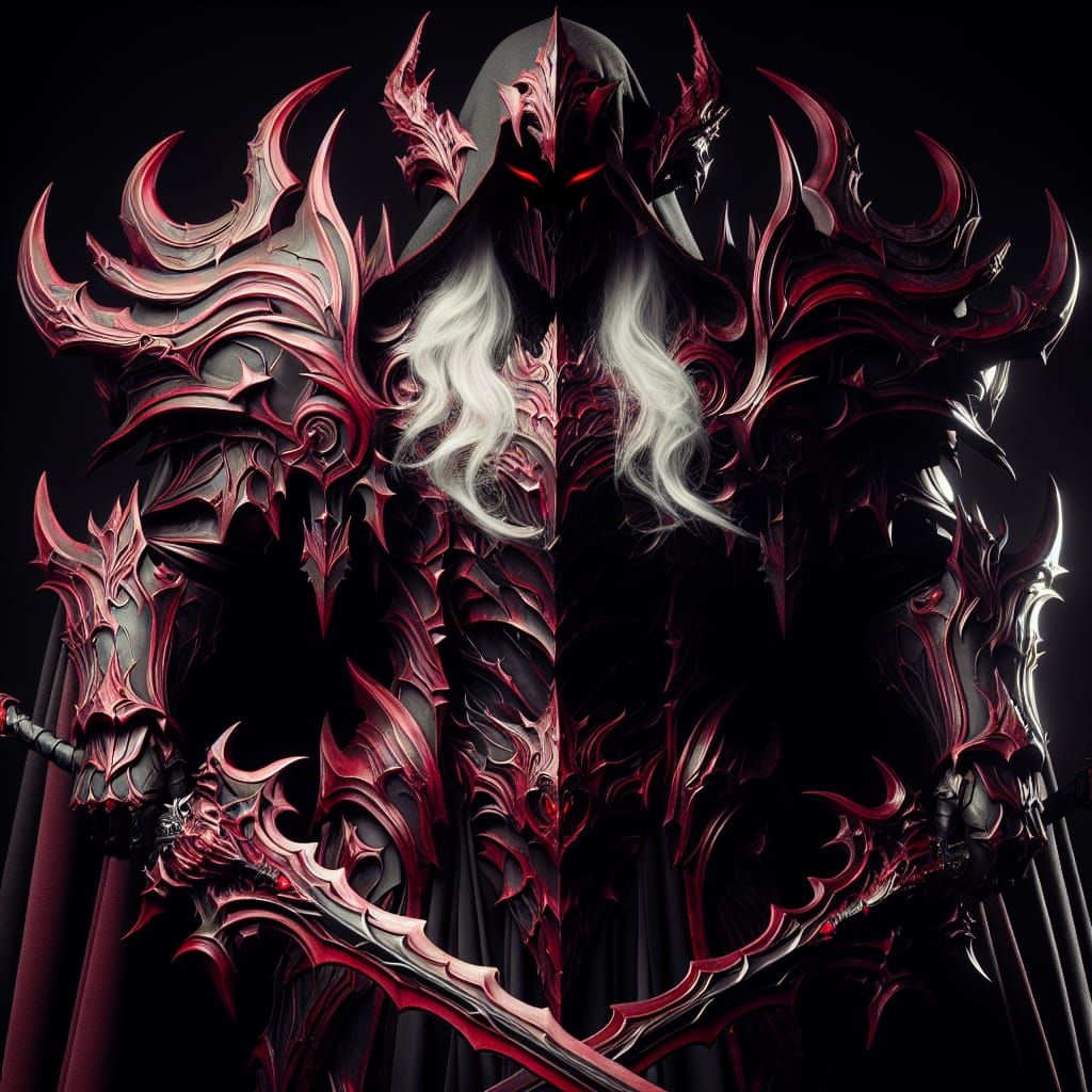 Imposing Knight in Blood-Red Armor