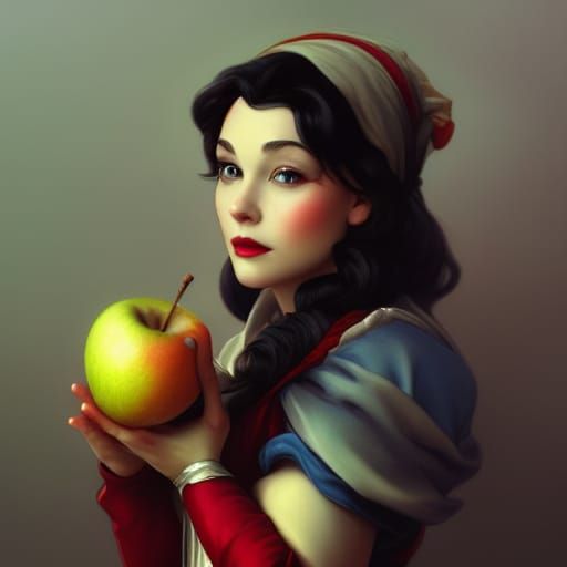 Snow White Portrait in Art Nouveau Style