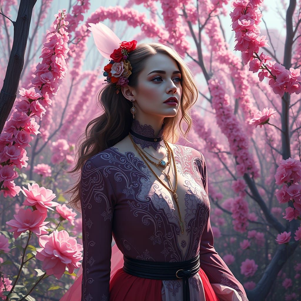 Woman in Vibrant Environment, Digital Conceptual Art