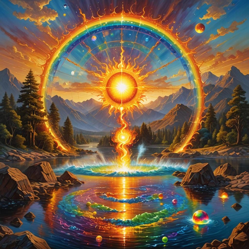 Sun Destroys River with Rainbow Energy Beams