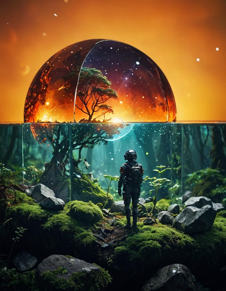 Glowing Cube: Broken Planet in Enchanted Forest