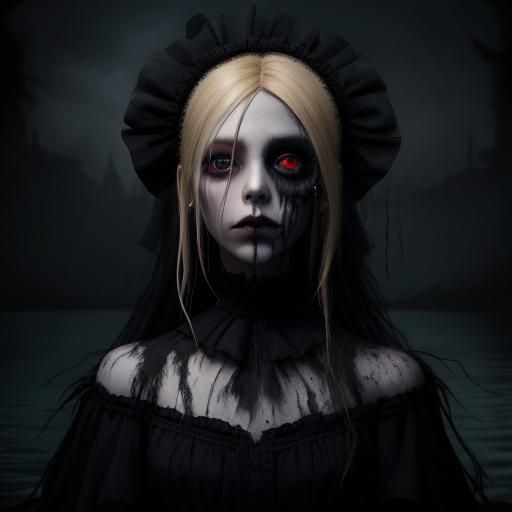 Dark Gothic Voodoo Doll in Black Mist