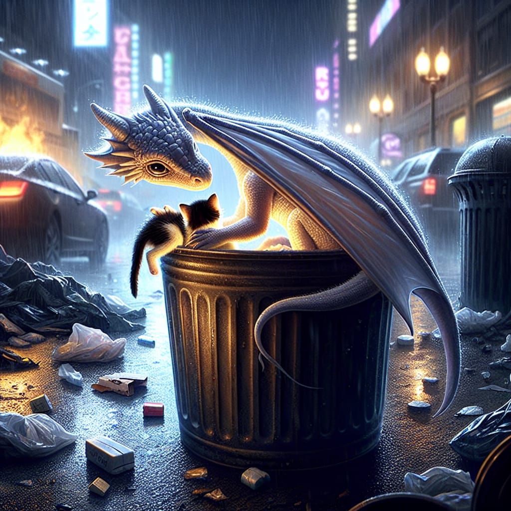 Baby Dragon and Kitten Find Friendship