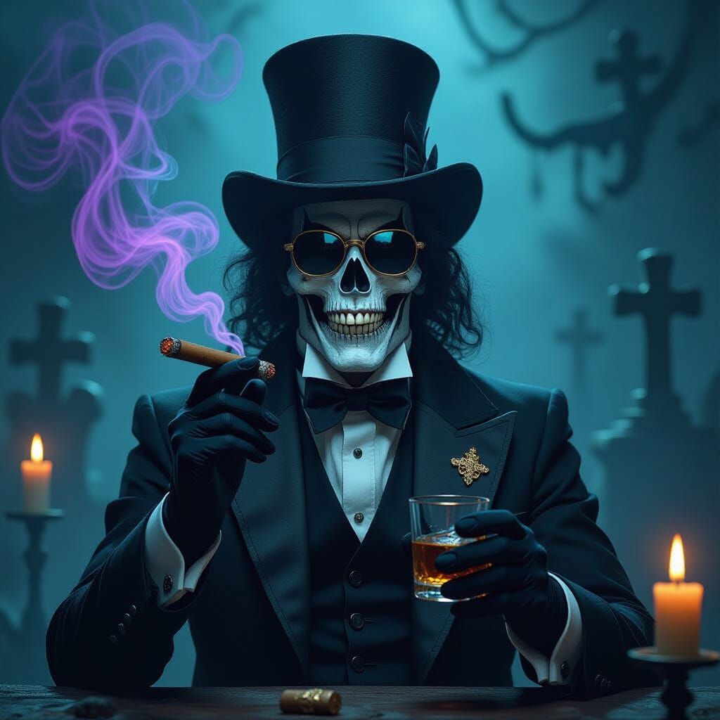 Baron Samedi, Loa of Death, in Dark Fantasy Portrait