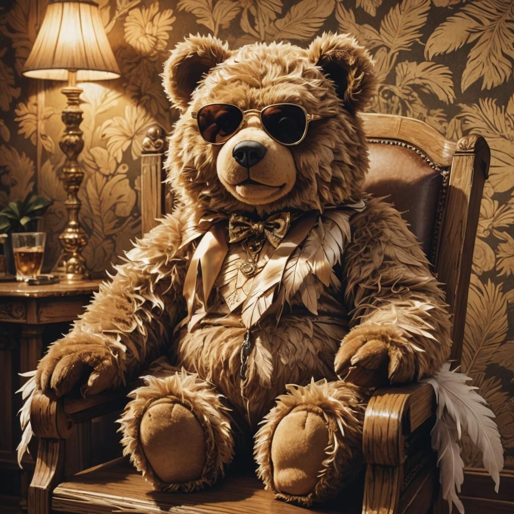 Vintage Teddy Portrait: "Depict a vintage-style portrait of ...