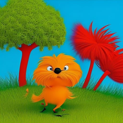 The Lorax in Abstract Art Style