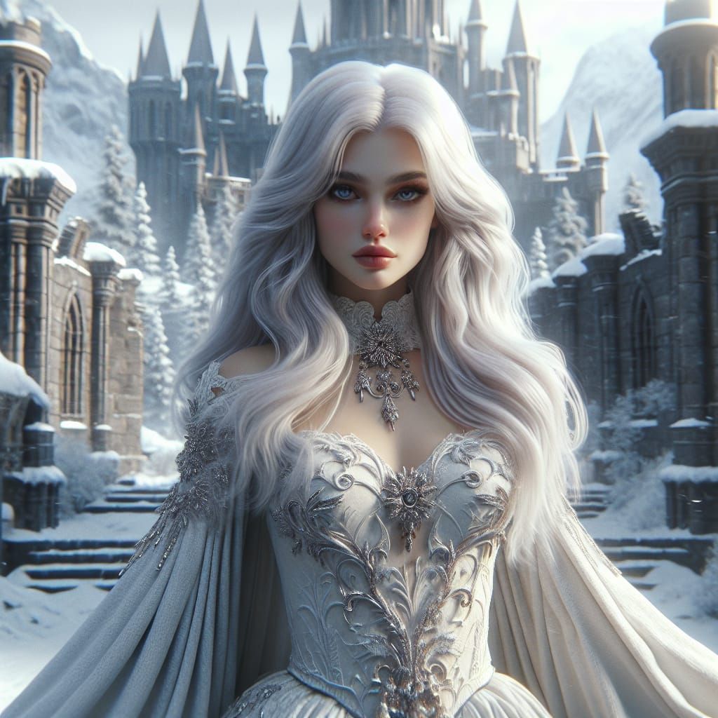 Medieval Woman in Castle Ruins: Fantasy Concept Art