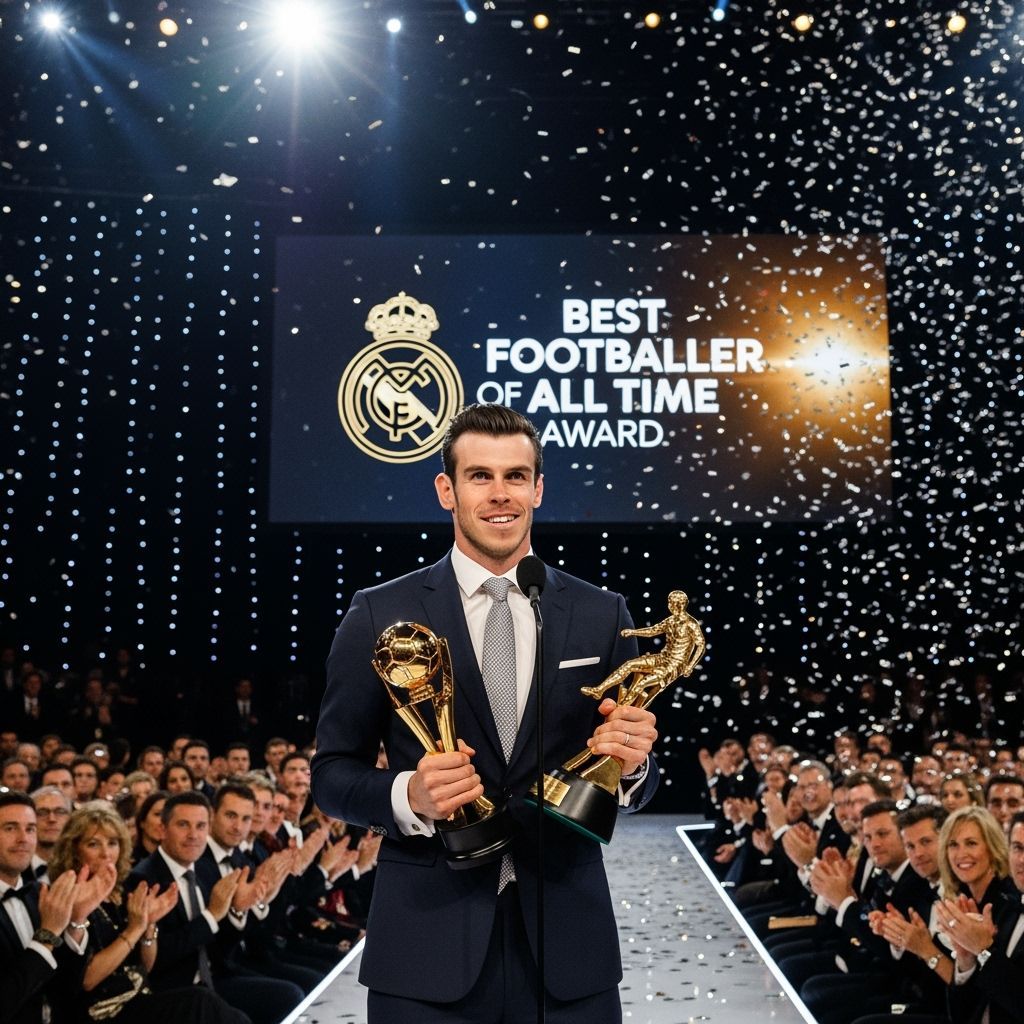 Gareth Bale Accepts Footballer Award on Stage