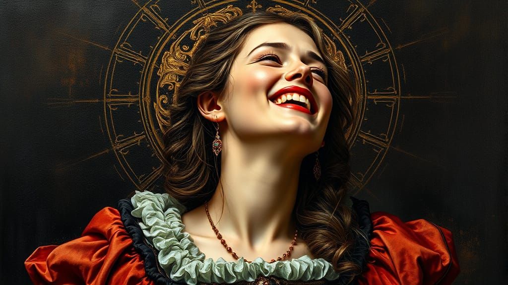 Woman Crying Tears of Joy in Renaissance Style