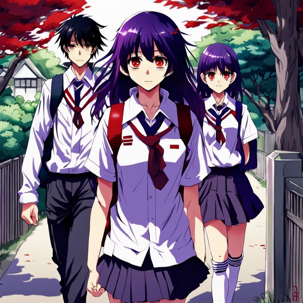 Anime Siblings Walking to School Together