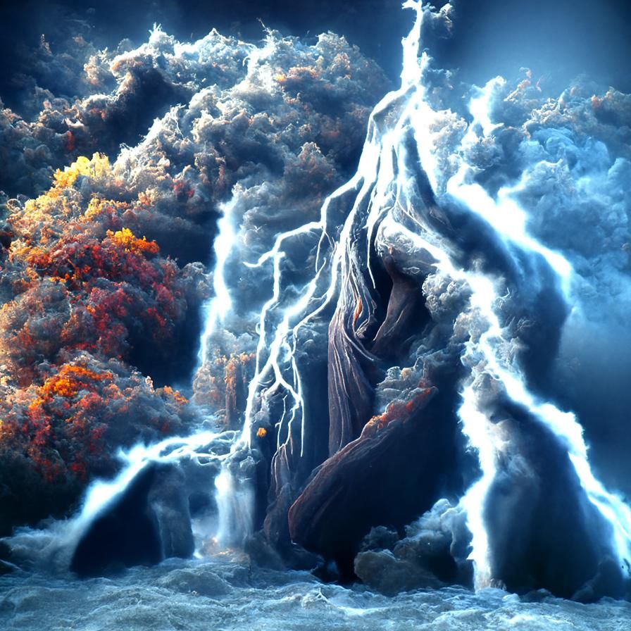 Slavic God of Thunder in Ethereal Landscape Art
