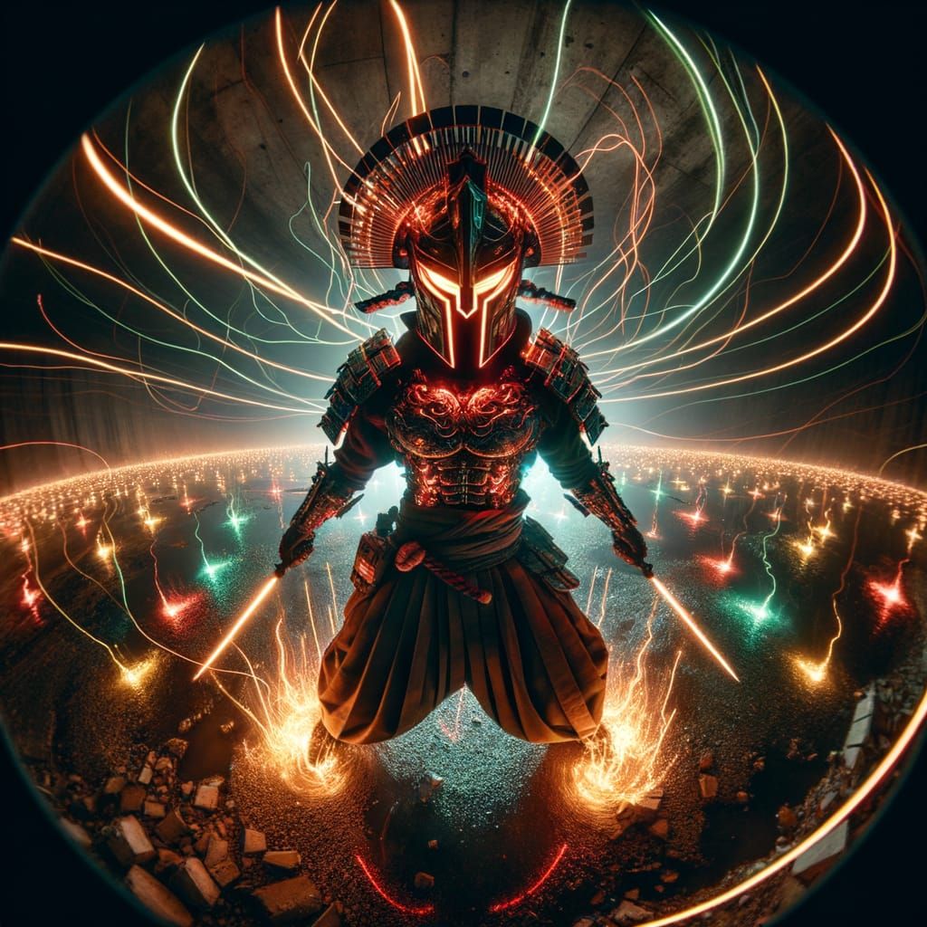 Hyper-Realistic Warrior in Futuristic Armor