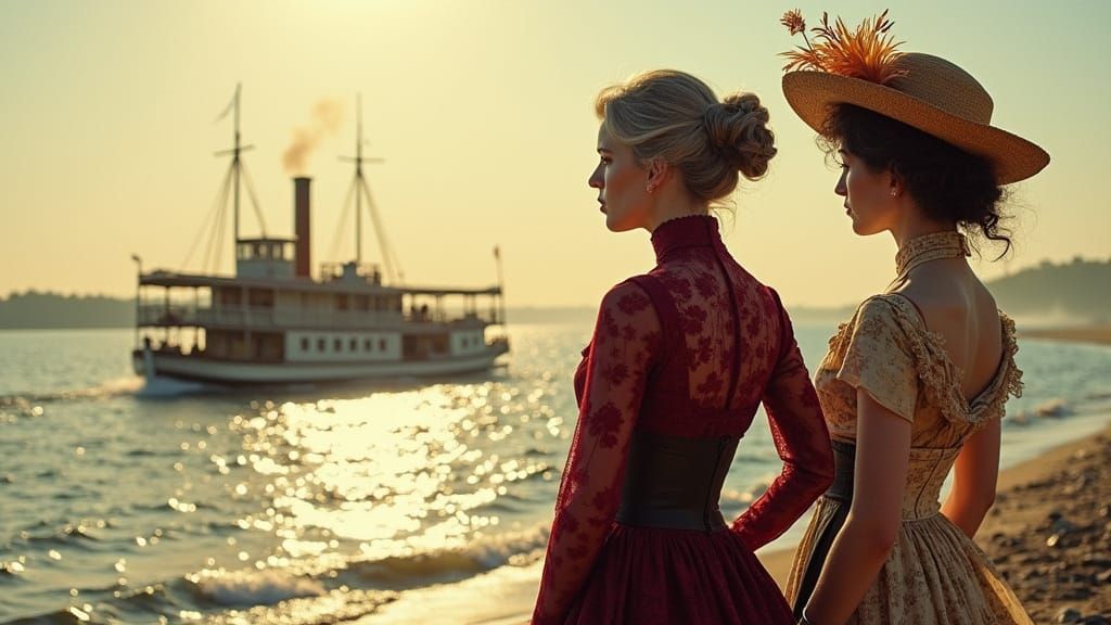 Elegant Women on the Potomac River in 1904