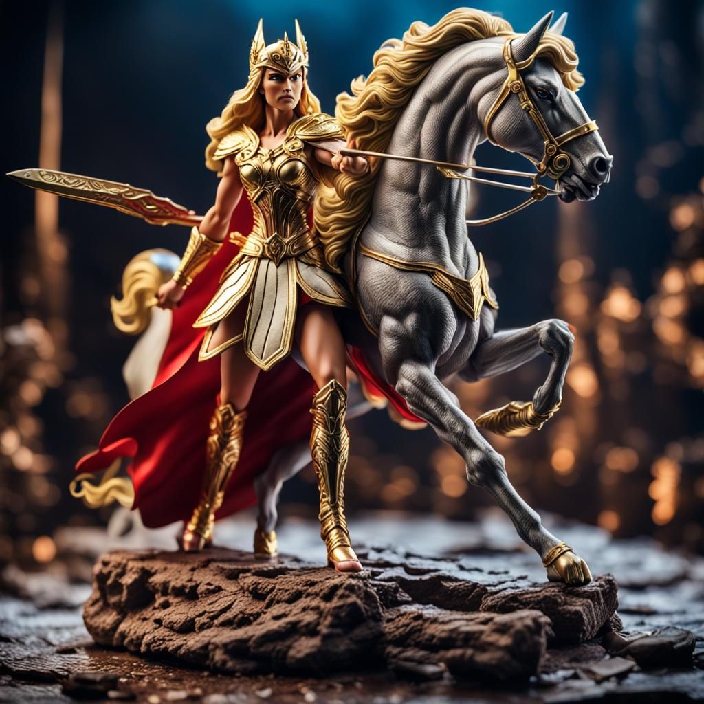 Hyperrealistic She-Ra Action Figure in Sharp Focus