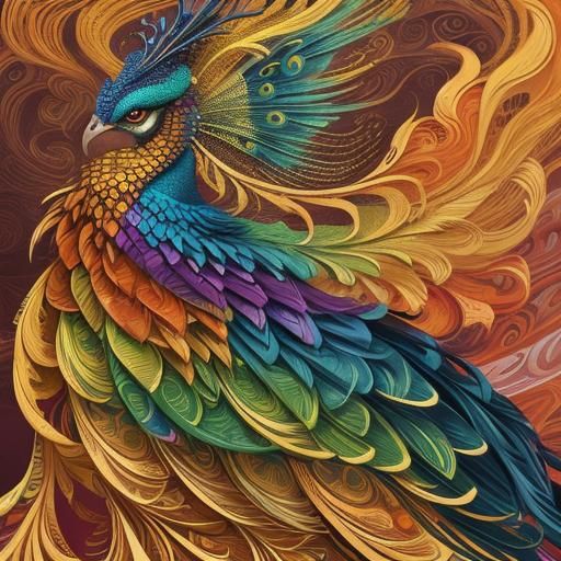 Dragon Peacock Woman in Abstract Expressionist Style