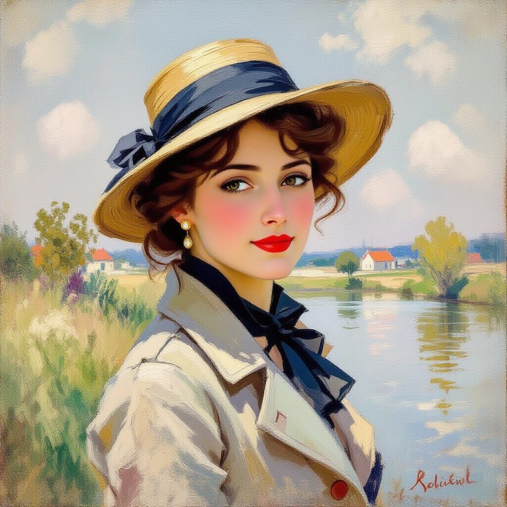 Elegant Woman in Impressionist Style with Pastel Colors