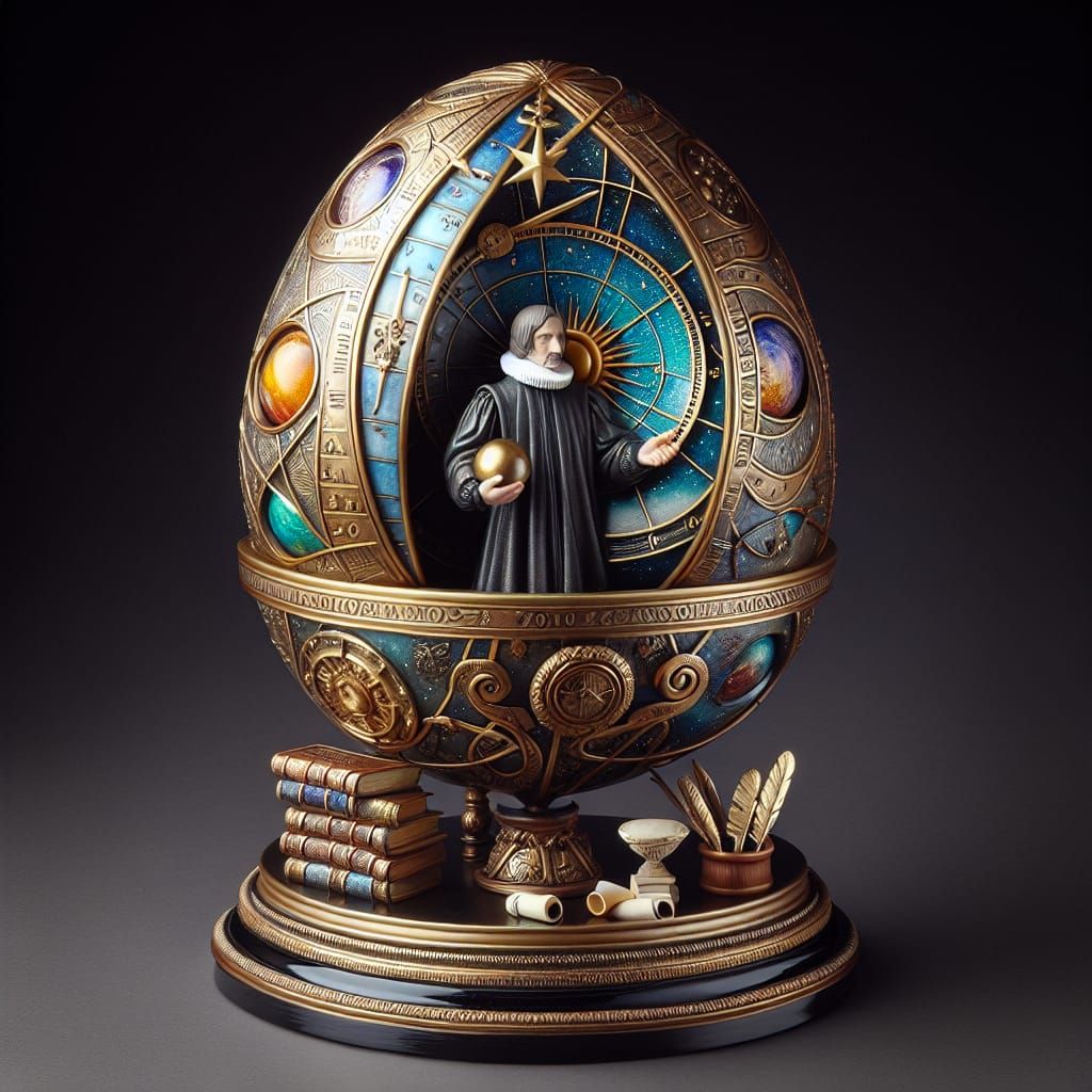 Giordano Bruno Fabergé Egg with Bronze Engravings