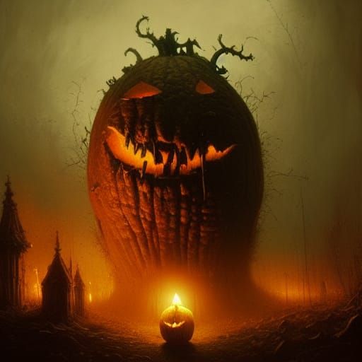 Pumpkin Monster in Horror Style