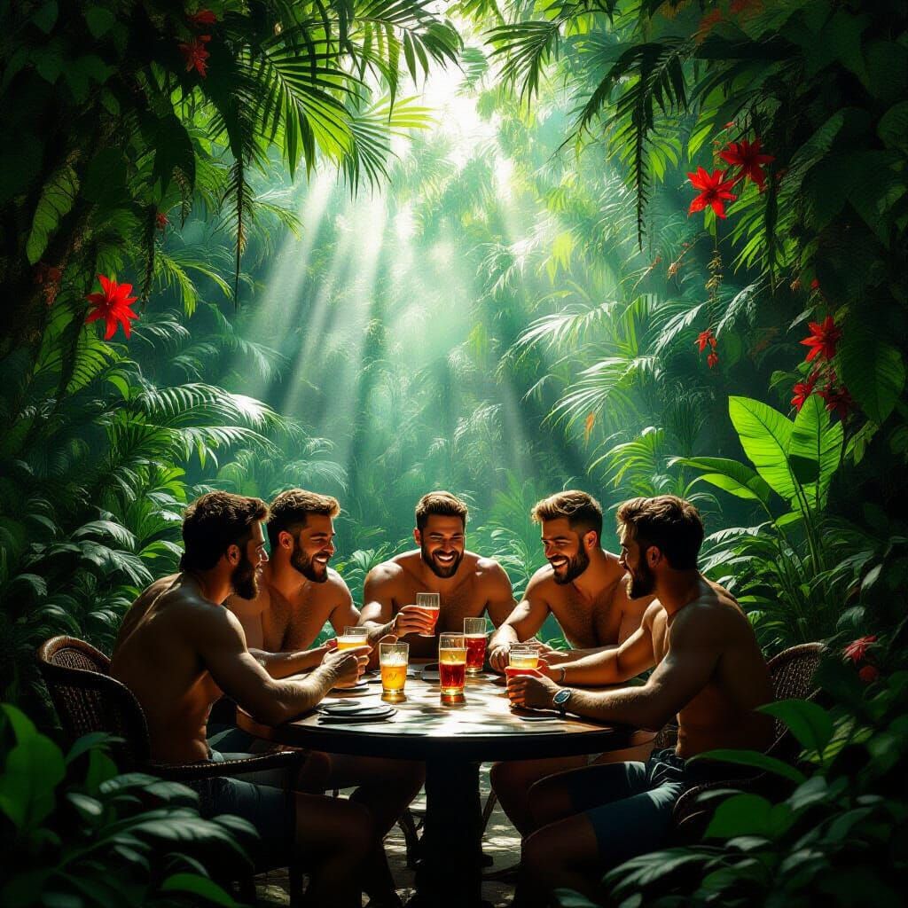 Jungle Speakeasy: Sargent and Kinkade-Inspired Surrealism