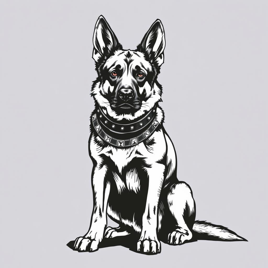 Guard Dog in Charcoal Style D&D Portrait