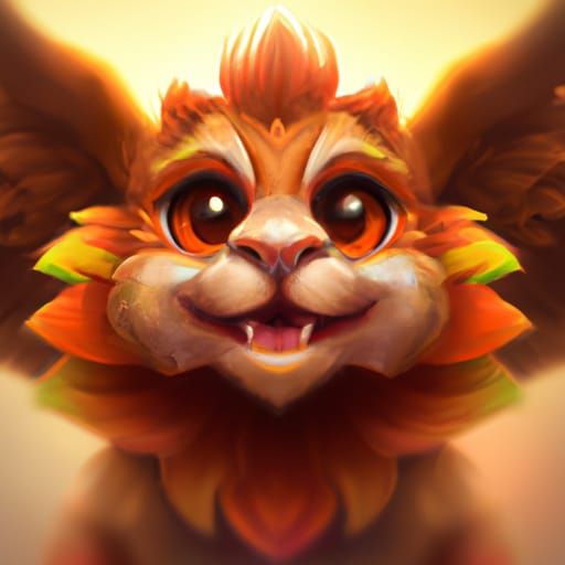 Chibi Griffin Portrait in Digital Art Style