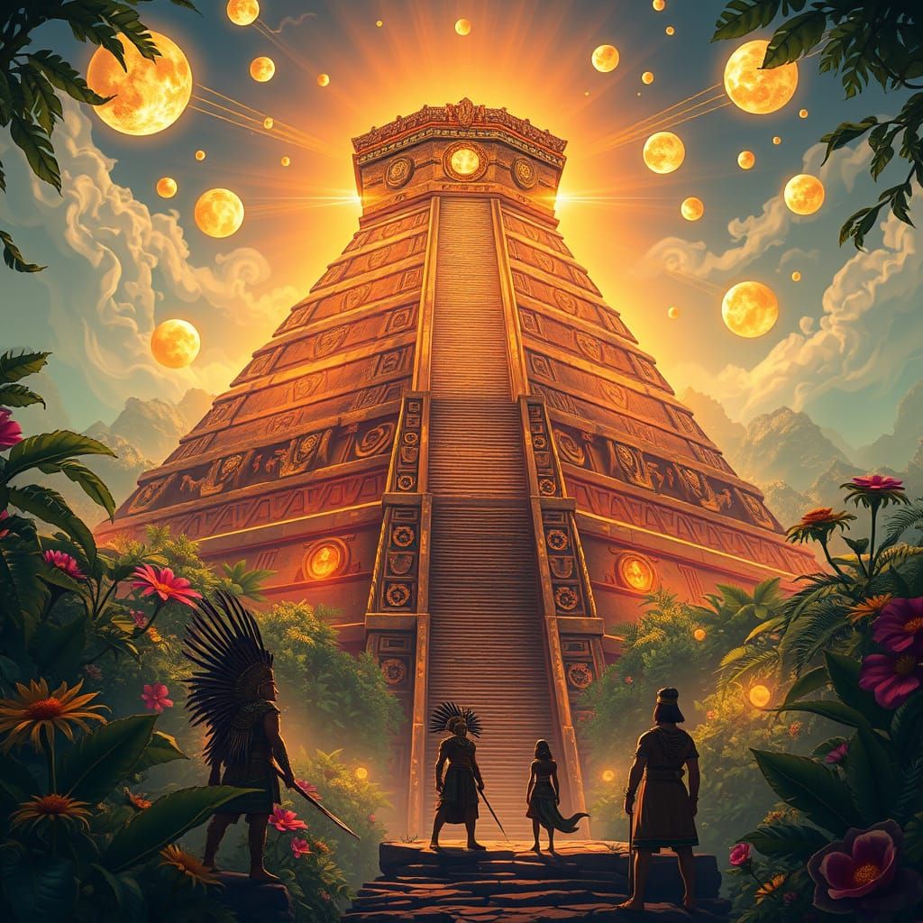 Ancient Aztec Pyramid Radiates Mystical Energy in Vibrant Ju...