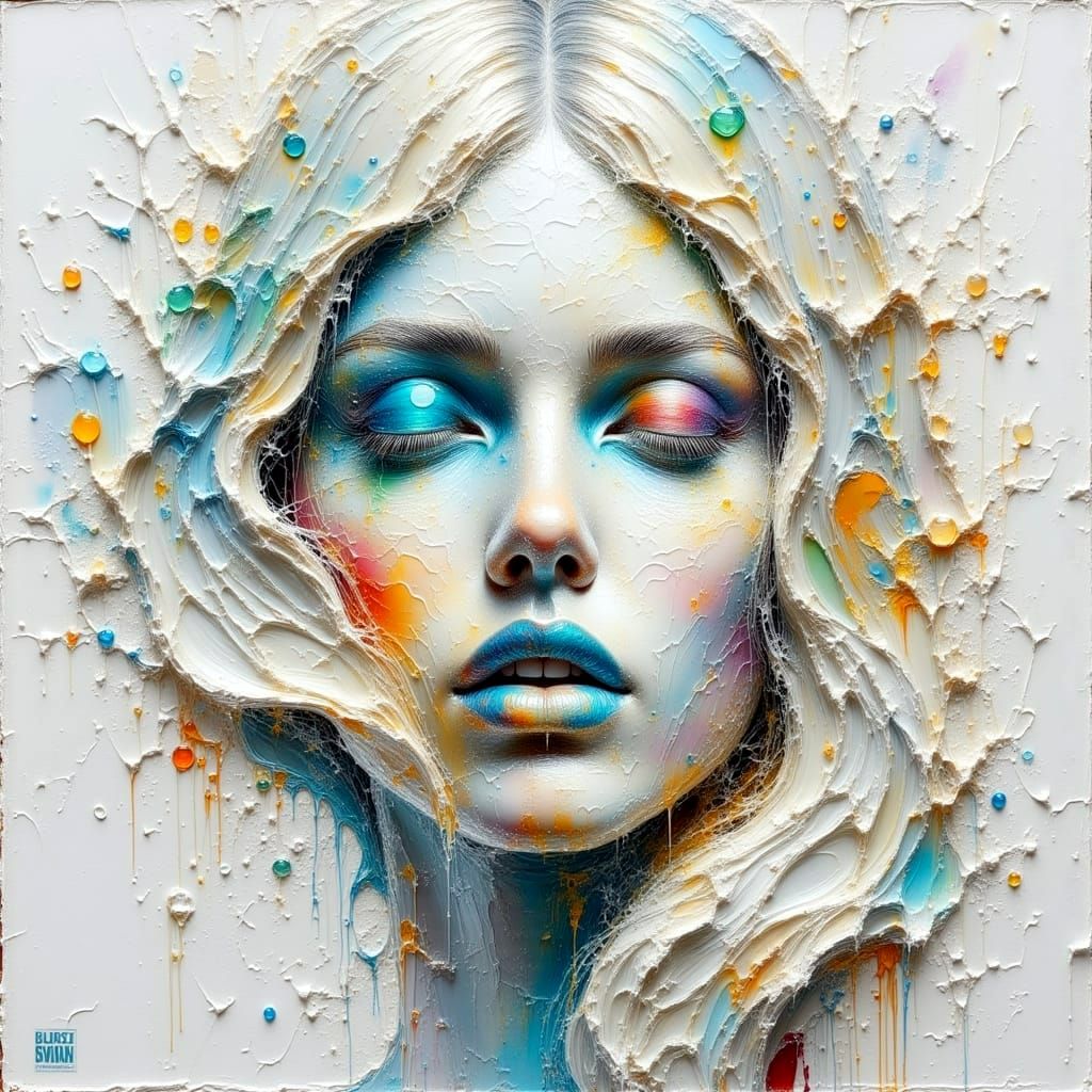 Fluid Water Artwork in Impasto Style