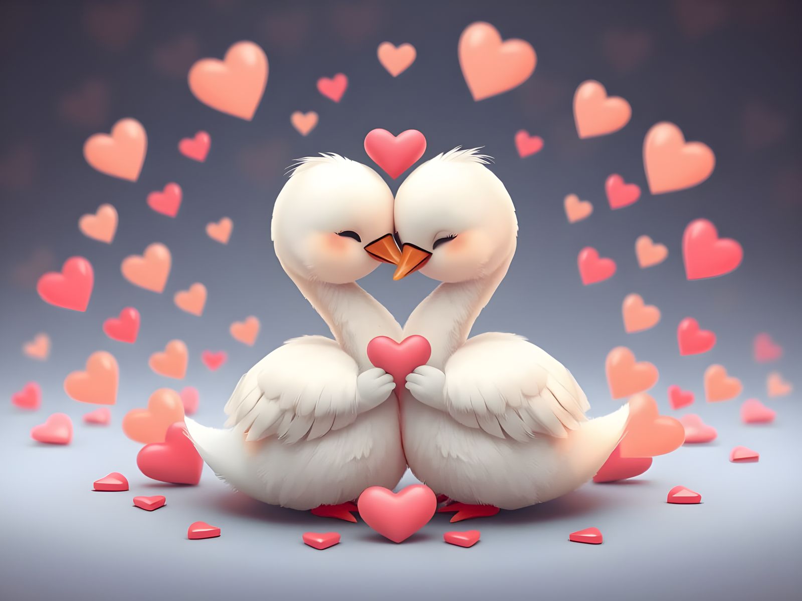 Cute Chibi Swan Couple in Harmony