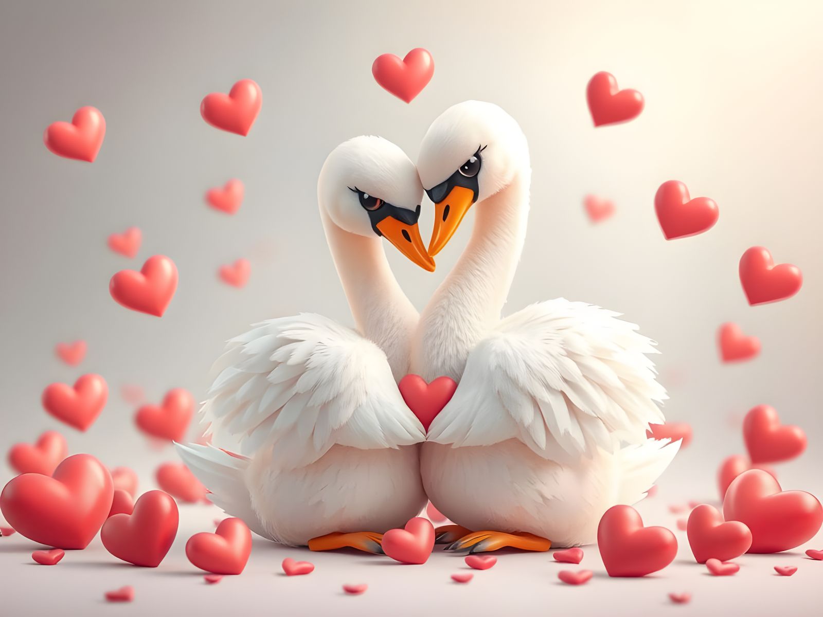 Cute Chibi Swan Couple in Pastel Harmony