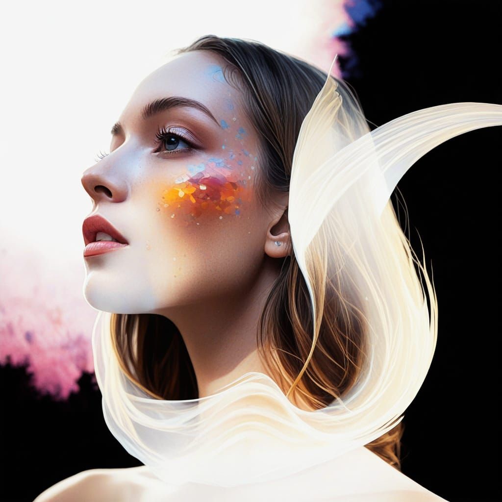 Mystical Woman in a Dreamlike Interdimensional Oil Painting