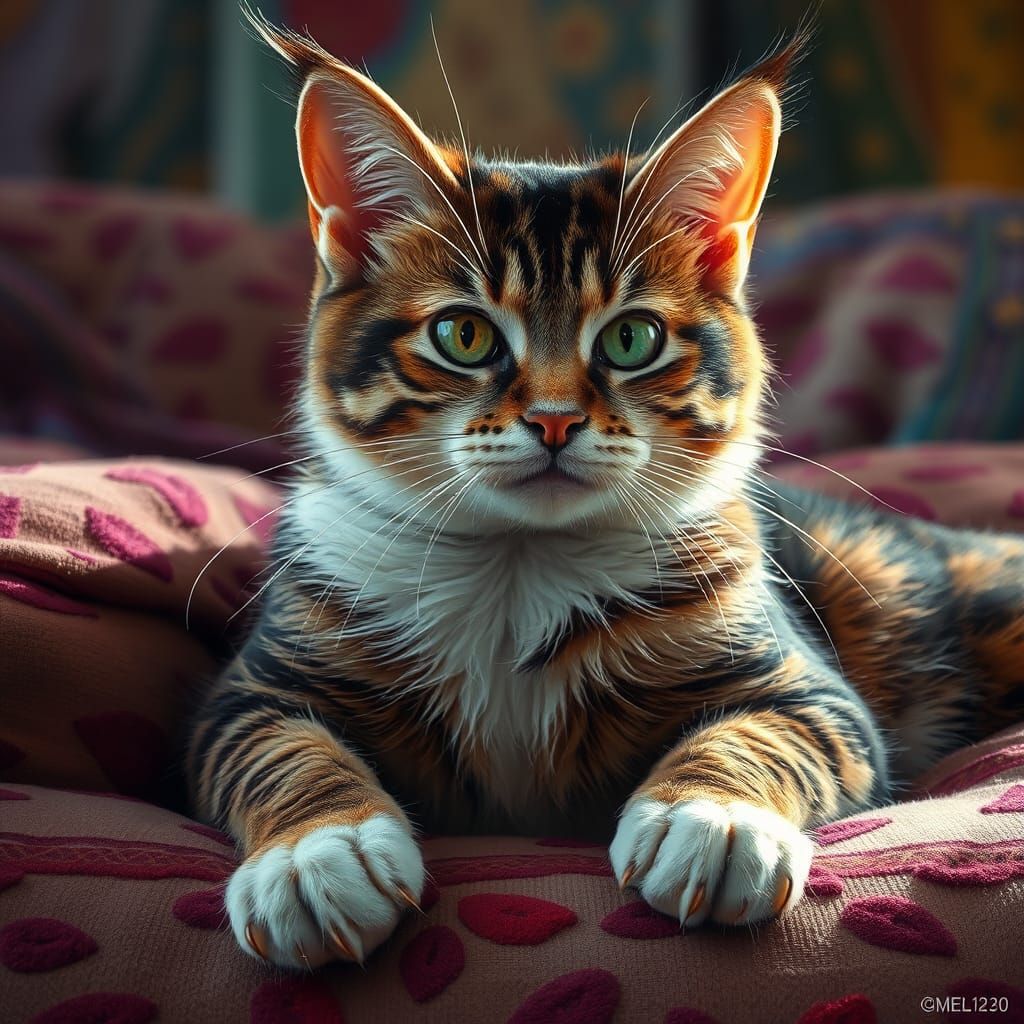 Hyperrealistic Cats Trash a Room: Concept Art