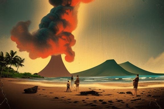 Vintage Hawaii Postcard: Family Holiday on Volcanic Island