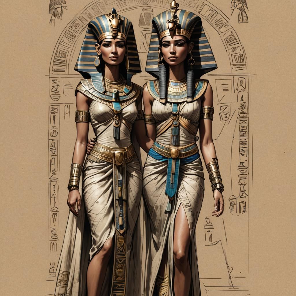 Hyperrealistic Sketch of an Egyptian Queen