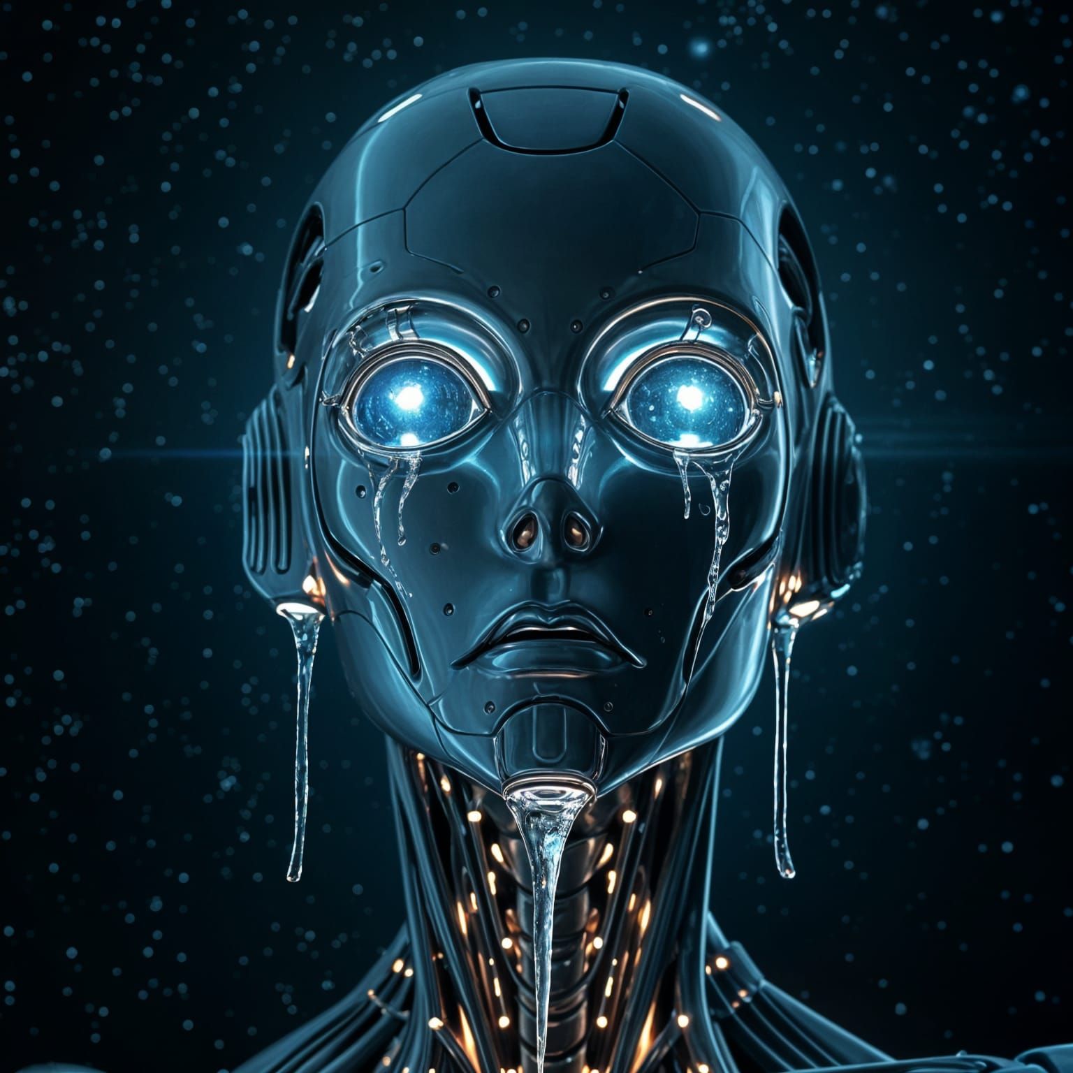 Ultra-Photorealistic Android in Starry Night