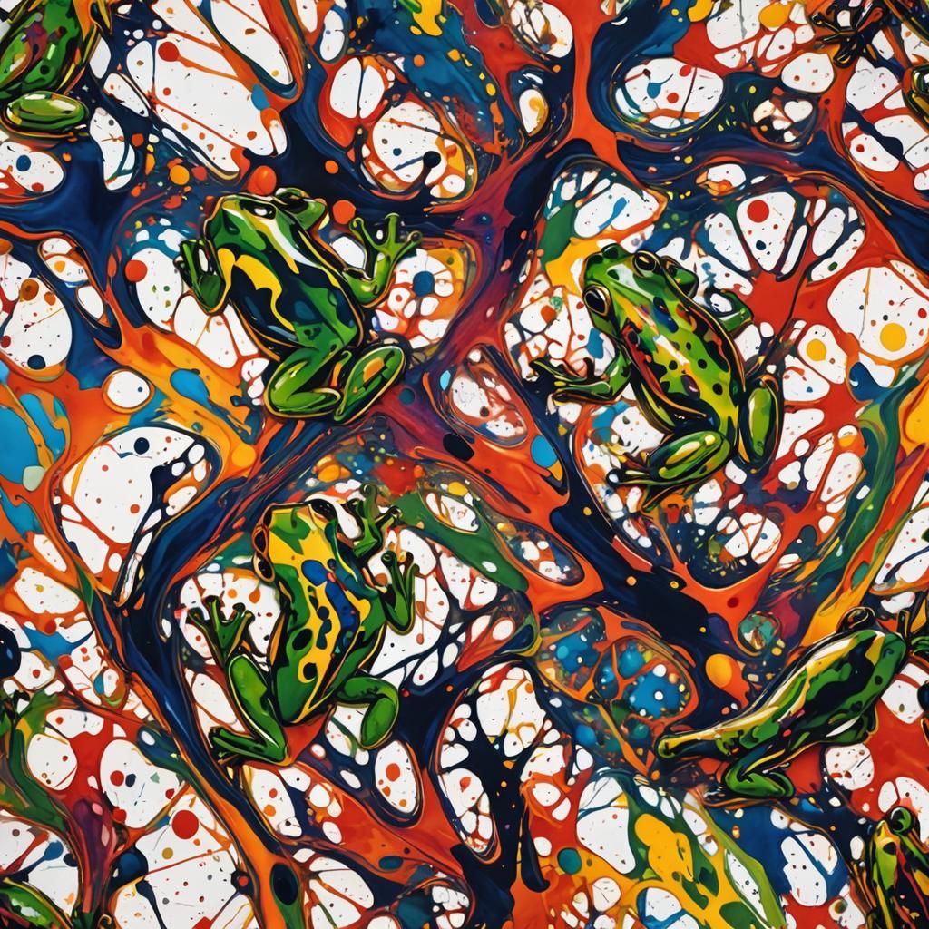 Abstract Expressionist Frog Ink Splatter in Macro