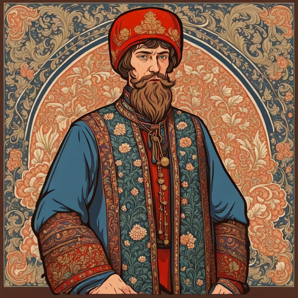 Russian Man in Traditional Dress, Bilibin Style