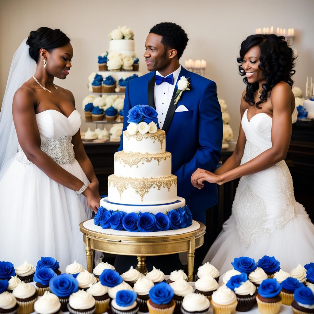 Elegant African American Wedding with Blue and Gold