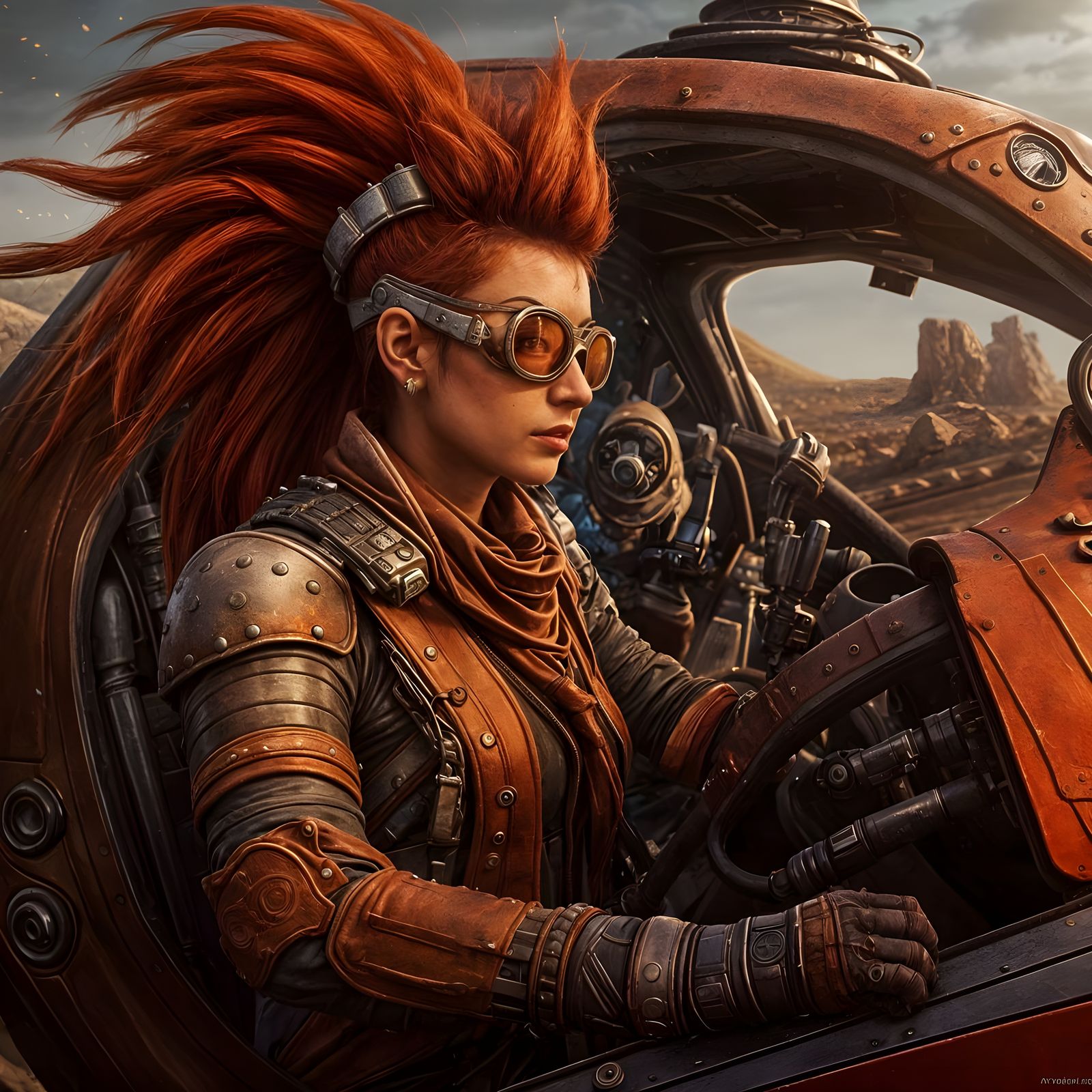 Car Combat Vehicle with Indian Driver, Digital Art