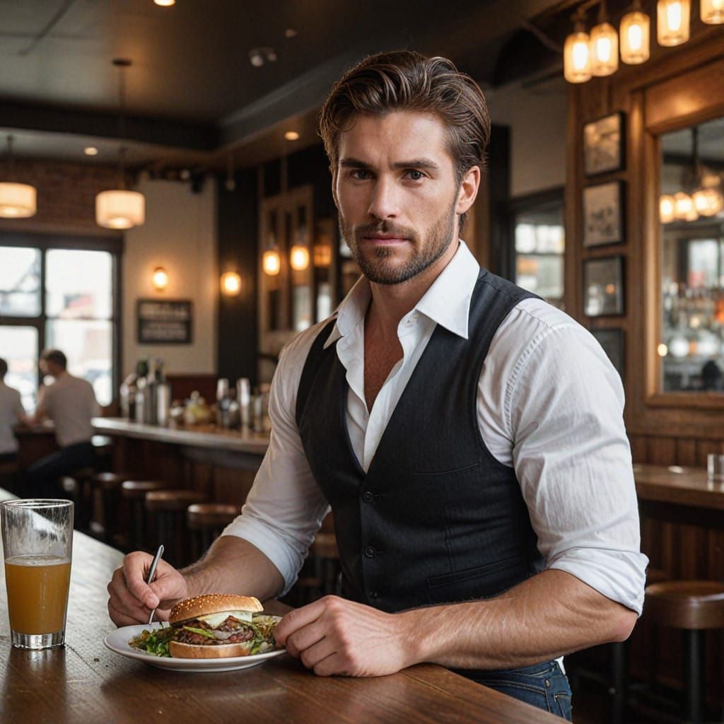 Seductive Gentleman in a Smoky Bar Setting