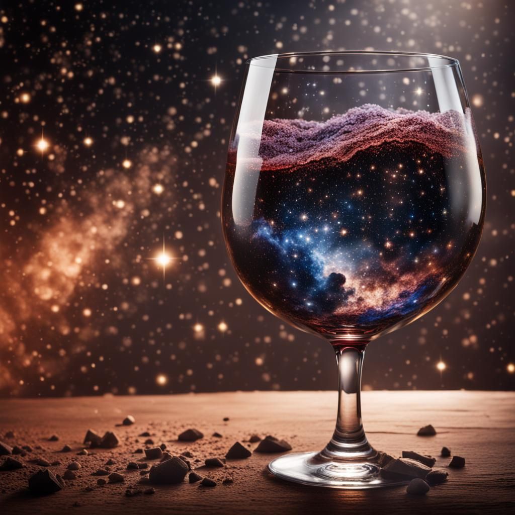 Wine Glass Filled with Space Dust in HDR