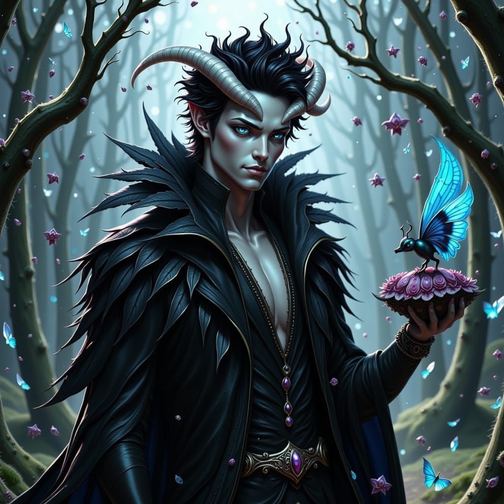 Pale Demon with Chocolate Box in Gothic Style