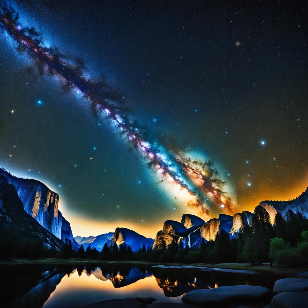 Majestic Galaxies Reflected Over Yosemite Valley