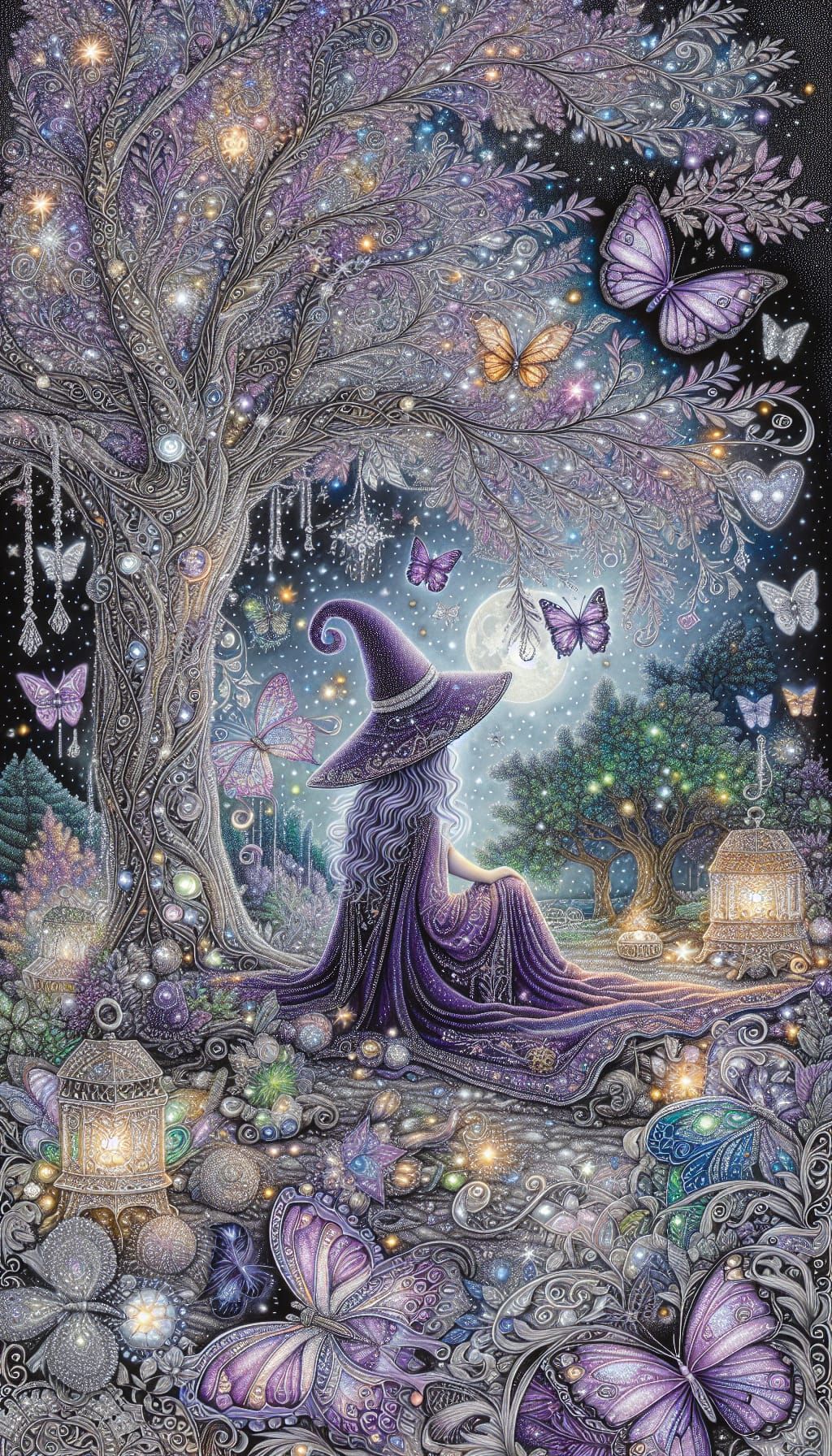 Enchanted Forest: Mystical Witch Surrounded by Magic