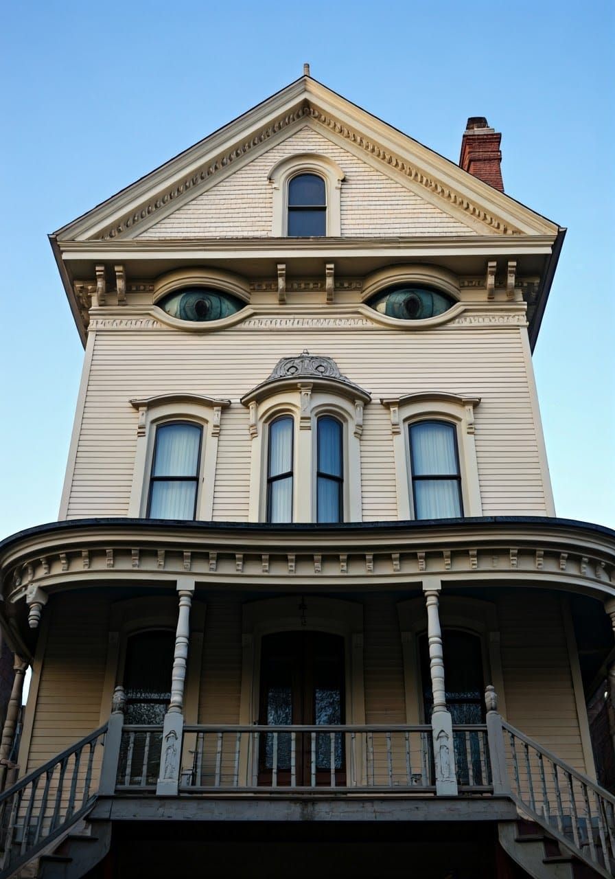 Mysterious Victorian House with a Haunting Face
