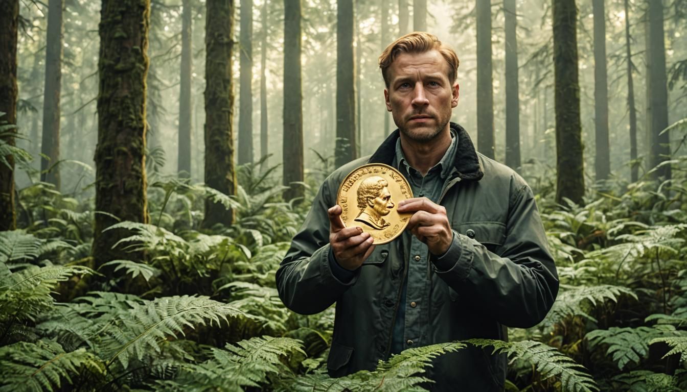 Hans im Glück in Misty Forest: Photorealistic Image