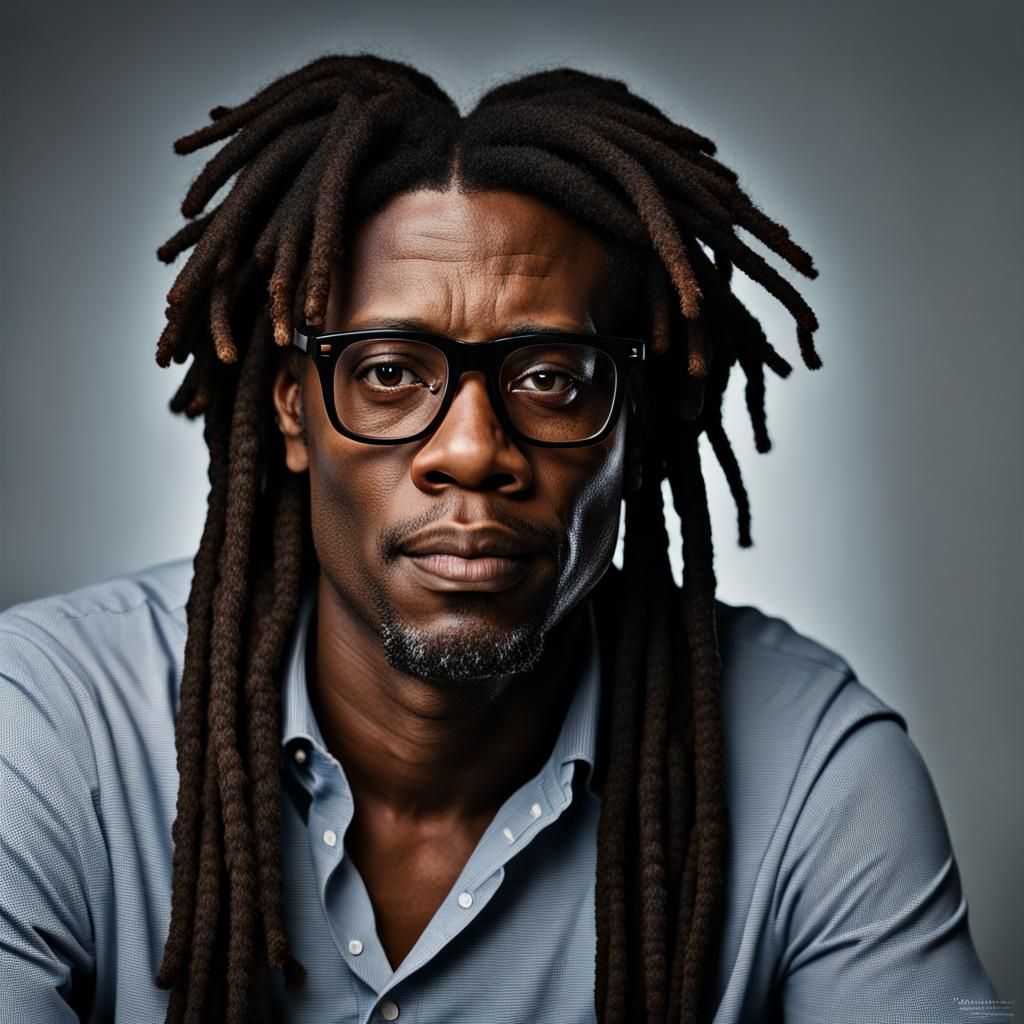 Professional Portrait of Man with Dreadlocks and Laptop